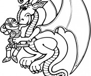 Coloriage Le Dragon aime le chevalier