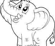 Coloriage Éléphant heureux