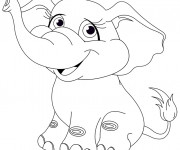 Coloriage Éléphant mignon