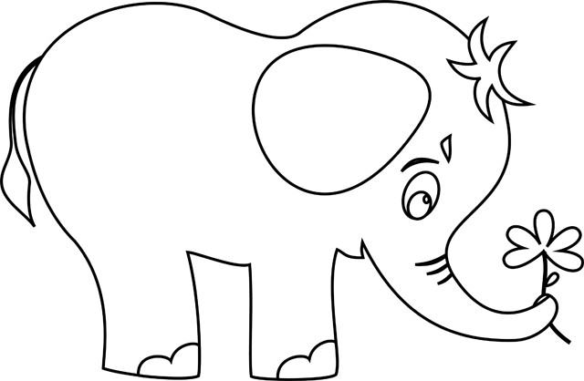 Coloriage Petit éléphant Portant Une Fleur