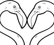 Coloriage Deux flamants roses forment un c&oelig;ur
