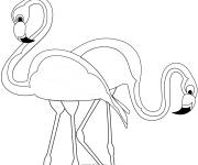 Coloriage Deux oiseaux flamants roses