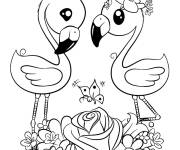 Coloriage Deux petits flamants roses pour enfant