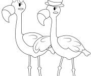 Coloriage Fille et gar&ccedil;on flamant rose
