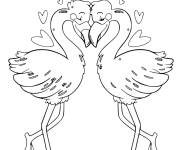 Coloriage et dessins gratuit Flamant rose amoureux à imprimer