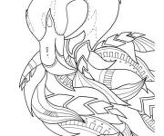 Coloriage Flamant rose avec des feuilles