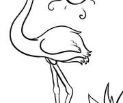 Coloriage Flamant rose avec soleil facile