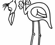 Coloriage Flamant rose avec un n&oelig;ud