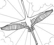 Coloriage Flamant rose dans l'air