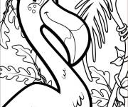Coloriage flamant rose dans la foret de dessin anim&eacute;