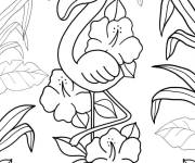 Coloriage Flamant rose en mode kawaii
