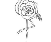 Coloriage Flamant rose fleuri