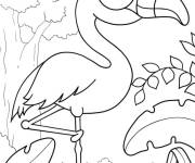 Coloriage Flamant rose kawaii de bande anim&eacute;