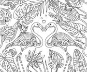 Coloriage Illustration de mandala flamants roses