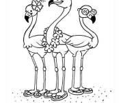 Coloriage Les flamants roses se profitent de la vacance d'&eacute;t&eacute;