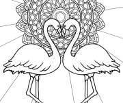 Coloriage Mandala flamant rose