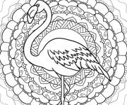 Coloriage Mandala flamant rose complexe
