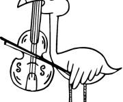 Coloriage Un musicien flamant rose joueur de violon 