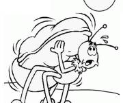 Coloriage Fourmi en train de travailler pendant l'&eacute;t&eacute;