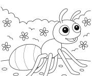 Coloriage Fourmi se balade pendant le printemps