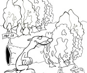 Coloriage Furet Forêt dessin animé
