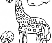 Coloriage Girafe dans la for&ecirc;t