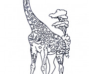 Coloriage Girafe dans la Savane