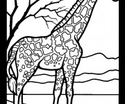 Coloriage Girafe et nature