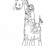 Coloriage Girafe et singe