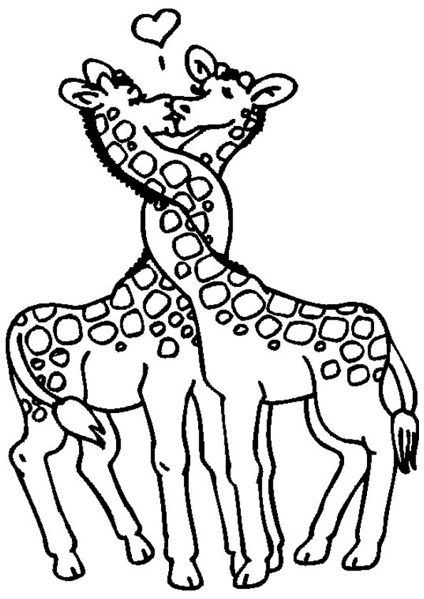 Coloriage et dessins gratuits Girafes en amour à imprimer