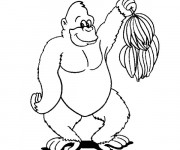 Coloriage Gorille et bananes