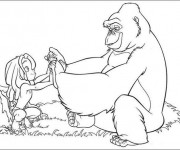 Coloriage Gorille et enfant Disney