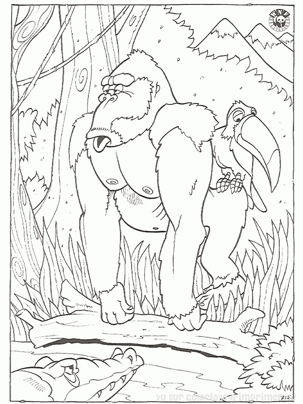 Coloriage et dessins gratuits Gorille et perroquet à imprimer