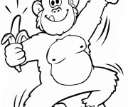 Coloriage Gorille heureux