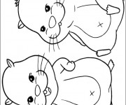 Coloriage et dessins gratuit Deux Hamsters s'amusent à imprimer