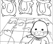 Coloriage Hamsters et la carte du monde