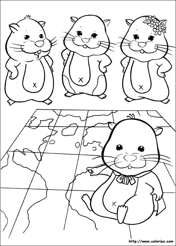 Coloriage Hamsters Et La Carte Du Monde Dessin Gratuit à