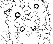 Coloriage Hamtaro avec ses amis