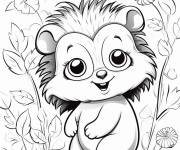 Coloriage B&eacute;b&eacute; H&eacute;risson et la nature d'automne