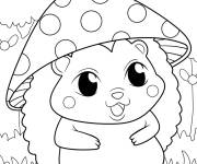 Coloriage B&eacute;b&eacute; h&eacute;risson mignon avec un chapeau en forme de champignon