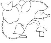 Coloriage et dessins gratuit Coloration de H&eacute;risson avec des &eacute;l&eacute;ments simple à imprimer