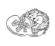 Coloriage et dessins gratuit Deux petits H&eacute;rissons endormis dans une chaussure à imprimer