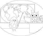 Coloriage H&eacute;risson &agrave; l'&eacute;cole de dessin anim&eacute;