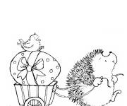 Coloriage H&eacute;risson apporte l'oeuf de P&acirc;ques