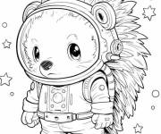 Coloriage H&eacute;risson astronaute de dessin anim&eacute;