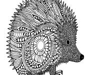 Coloriage H&eacute;risson avec motifs pour adulte