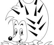 Coloriage H&eacute;risson avec quelques &eacute;pines