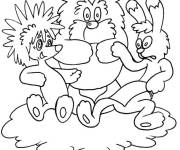 Coloriage H&eacute;risson avec ses amis