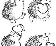 Coloriage H&eacute;risson avec un c&oelig;ur d'amour