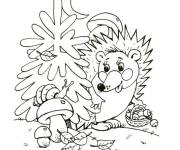 Coloriage H&eacute;risson cherche la nourriture pendant la nuit